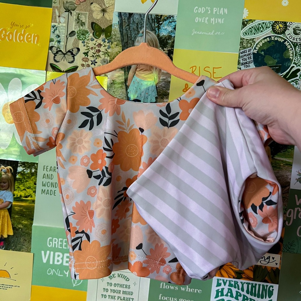 Floral and Striped Baby Swim Suit Size 12/18m